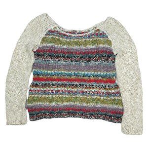 Free People Off the Shoulder Pullover Colorful Crochet Sweater Women's Size M?